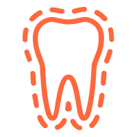 orange tooth icon representing cosmetic dentistry