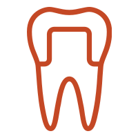 orange tooth with dental crown icon