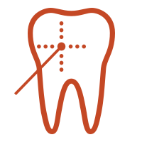 orange tooth with laser icon representing endodontics