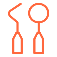 orange dental tools icon representing family dentistry