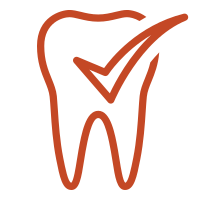 orange tooth with checkmark icon