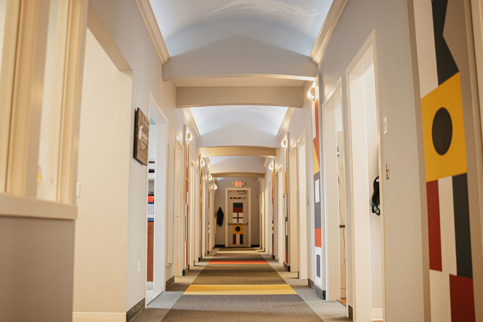 hall way with doors
