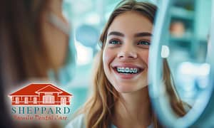Get a straighter smile with traditional braces.