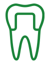 green tooth icon with dental crown