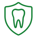 green tooth and shield icon representing prevention