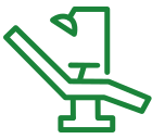 green dental chair icon representing correcting problems