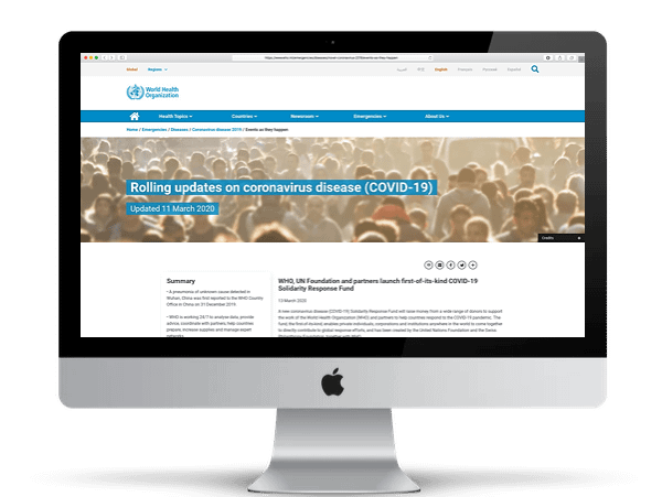 World Health Org COVID-19 Page