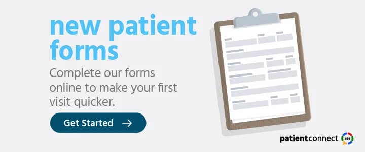 patient connect infographic about getting started on new patient forms