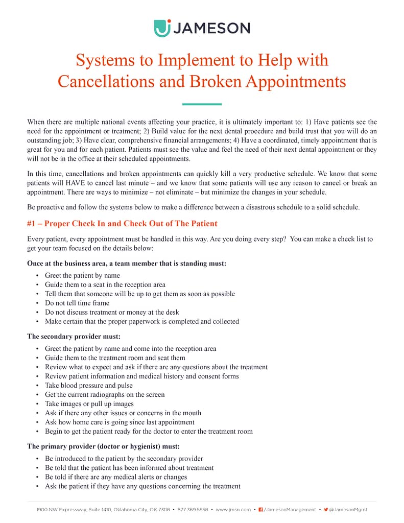 Systems to Implement to Help with Cancellations and Broken Appointments
